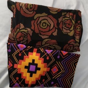 Lularoe Black Disney Rose Aztec Leggings TC bundle